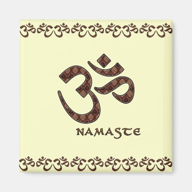 Imán Namaste con Om Symbol Brown y Cream (Frente)