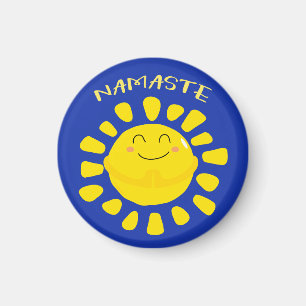 Imán Namaste Cute Praying Sun Personalizado