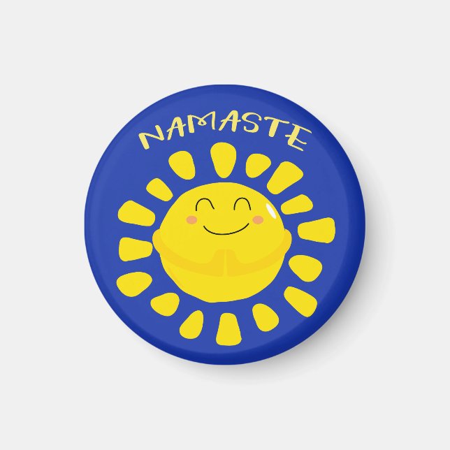 Imán Namaste Cute Praying Sun Personalizado (Frente)