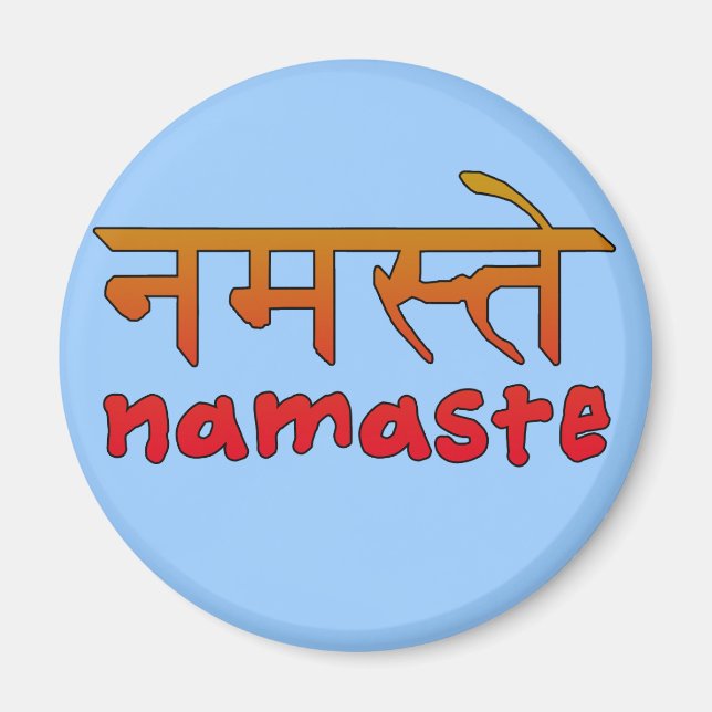 Imán Namaste en escritura inglesa e hindi (Frente)