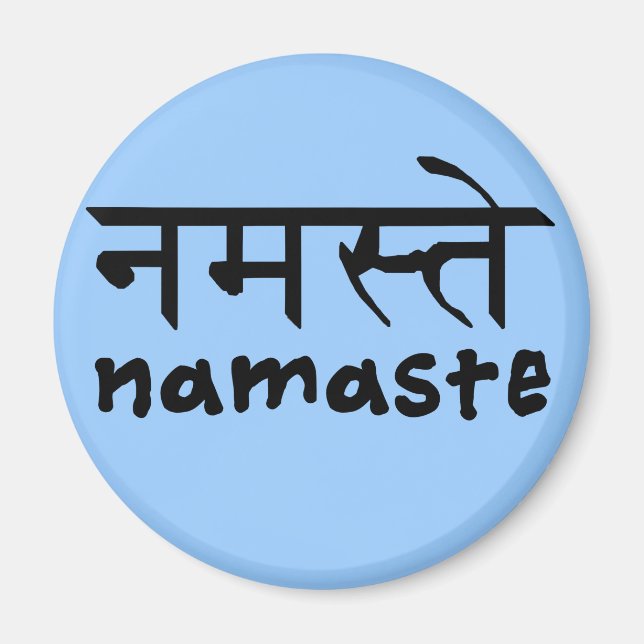 Imán Namaste en inglés e hindi (Frente)