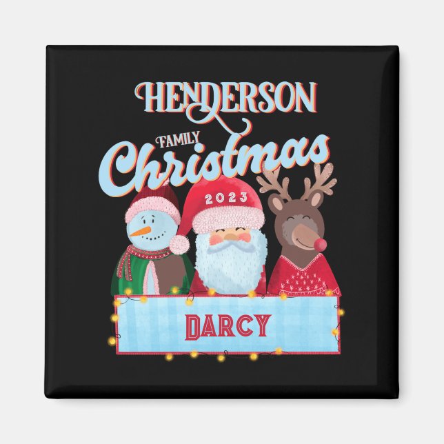 Imán Name Year Matching Santa Family Christmas T Shirt  (Frente)