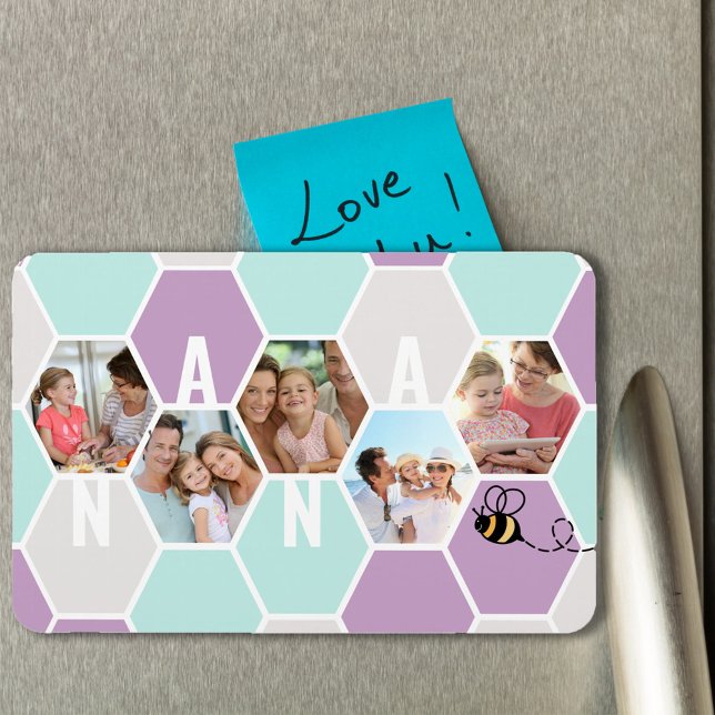 Imán Nana 5 Collage de fotos 4 Letra Bonito Honeycomb (Subido por el creador)