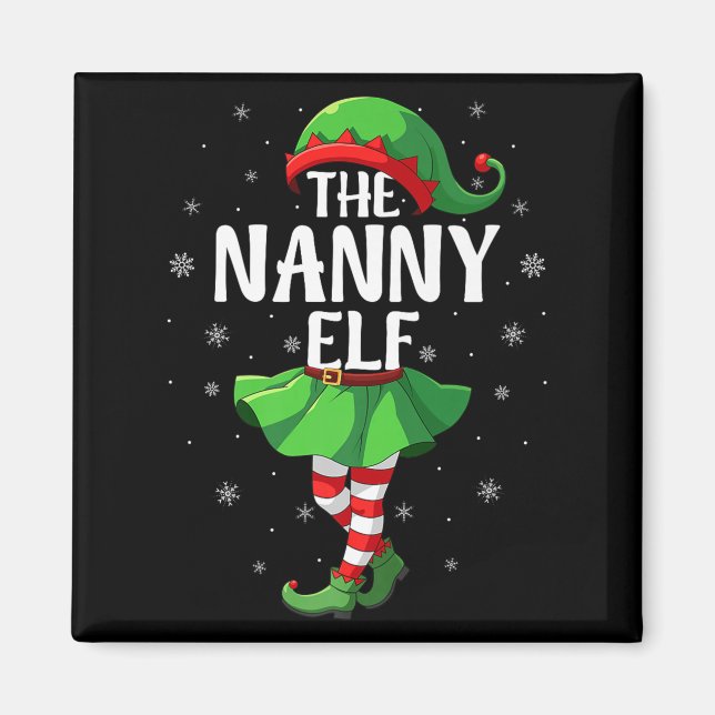 Imán Nanny Elf Christmas Girls Women Elf Squad Xmas Fam (Frente)