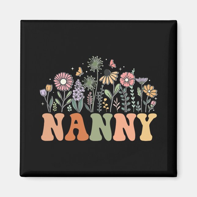 Imán Nanny Wildflower Floral Birthday Baby Shower New N (Frente)