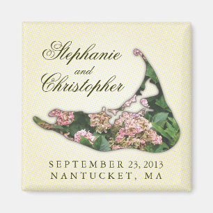 Imán Nantucket Boda Keepsake Hydrangea Map Magnet
