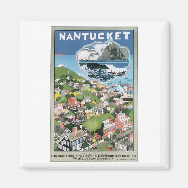 Imán Nantucket Vintage Travel Poster (Frente)
