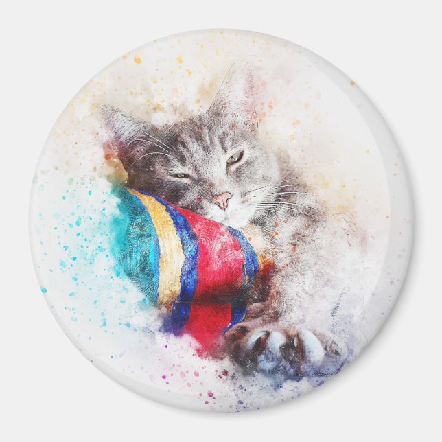 Imán Nap Time Kitty | Resumen | Acuarela (Frente)