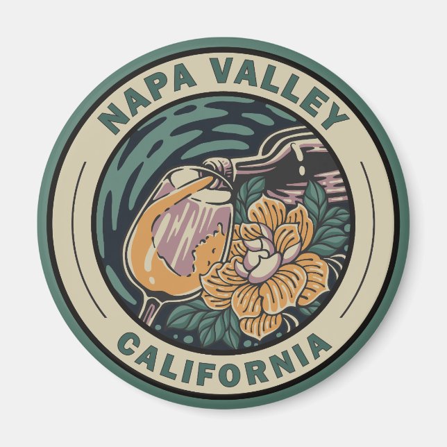 Imán Napa Valley California Travel Art Badge (Frente)