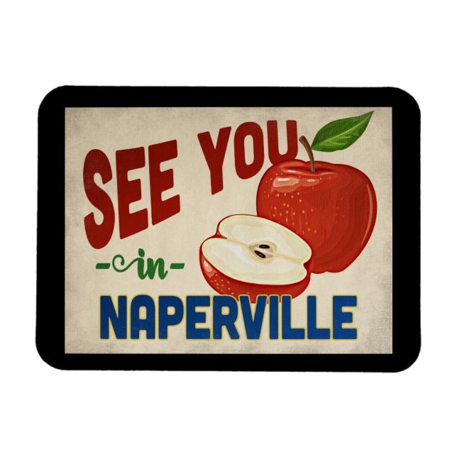 Imán Naperville Illinois Apple - Viajes de época (Horizontal)