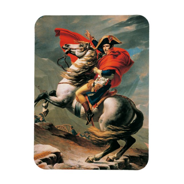 Imán Napoleón Cruzando los Alpes, pintura famosa, (Vertical)