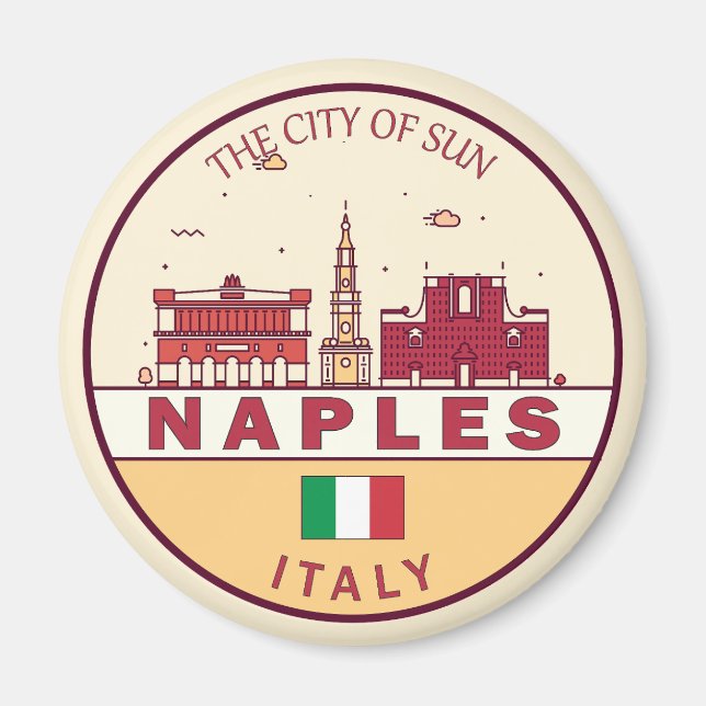 Imán Nápoles Italia City Skyline Emblem (Frente)