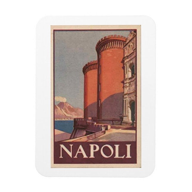 Imán Nápoles Italia Vintage Travel Poster Magnet (Vertical)