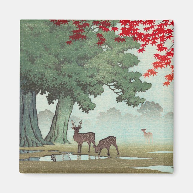 Imán Nara Park Hasui Kawase shin hanga paisajes arte (Frente)