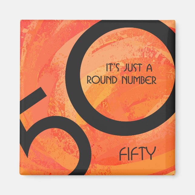 Imán Naranja 50 Década Cumpleaños (Frente)