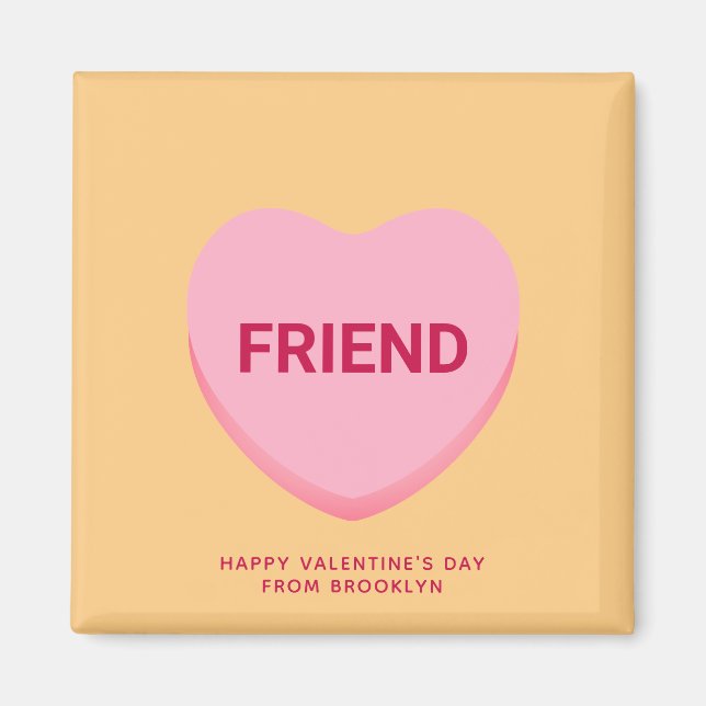 Imán Naranja amigo de conversación rosa corazón de San  (Frente)