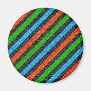Imán Naranja, azul, verde, Purpurina negro rayado STayl