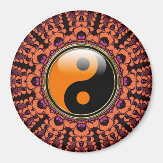 Imán Naranja+Black Batik Yin Yang Magnet