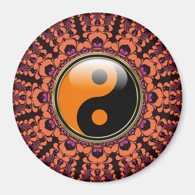 Imán Naranja+Black Batik Yin Yang Magnet (Frente)