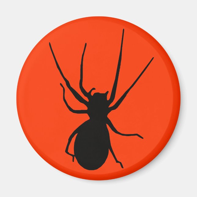 Imán Naranja Black Creepy Spider Magnet (Frente)