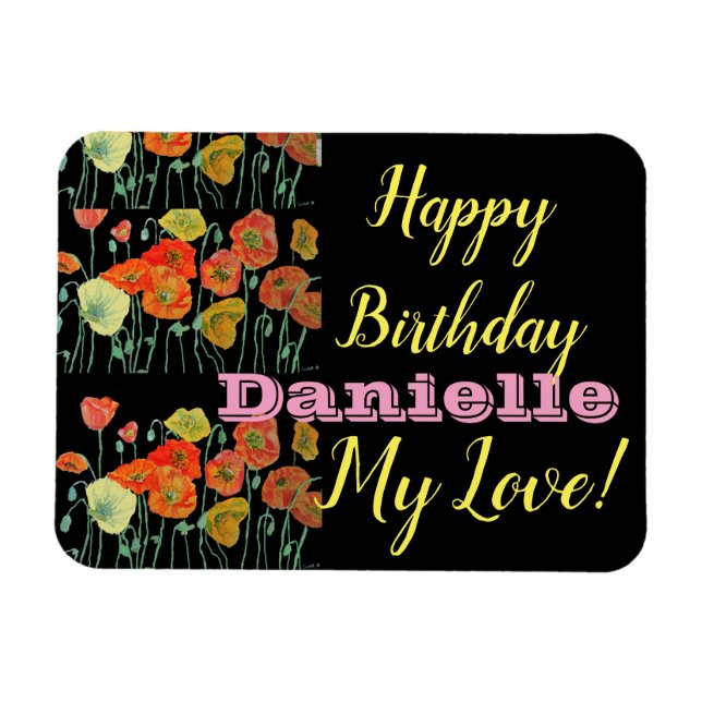 Imán Naranja Black Poppy Happy Birday Fridge Magnet (Horizontal)
