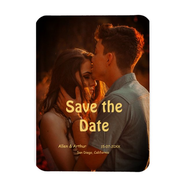 Imán naranja boho guardar la fecha QR añadir foto del n (Vertical)