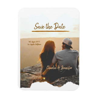 Imán naranja boho salve la fecha nombre de la pareja de