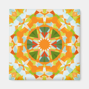 Imán Naranja brillante Vibrante Estrella Verde Boho Máx