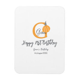 Imán Naranja calabaza otoño cumpleaños 21 gris pastel o
