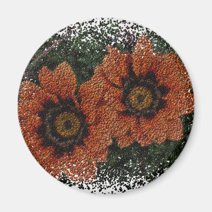 Imán Naranja Daisy Balls Round Magnet
