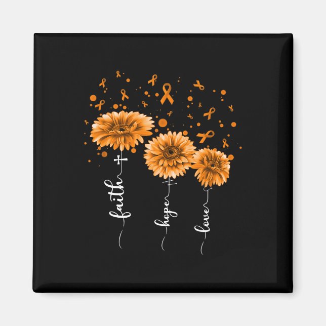 Imán Naranja Daisy Flower Leukemia Conciencia (Frente)