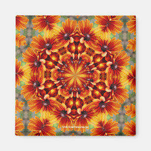 Imán Naranja Daisy Kaleidoscope Flower Photo Magnet