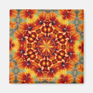 Imán Naranja Daisy Kaleidoscope Flower Photo Magnet