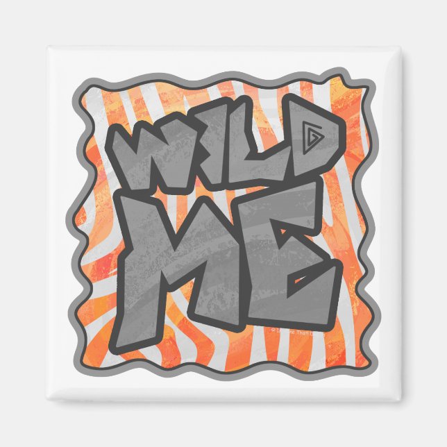 Imán Naranja de cebra y Wild Me blanco (Frente)
