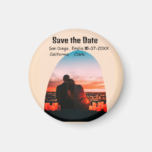 Imán naranja de fotografía de arco boho salva la fecha 