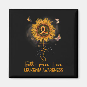 Imán Naranja de girasol Ribbon Leukemia Cristiana Aware