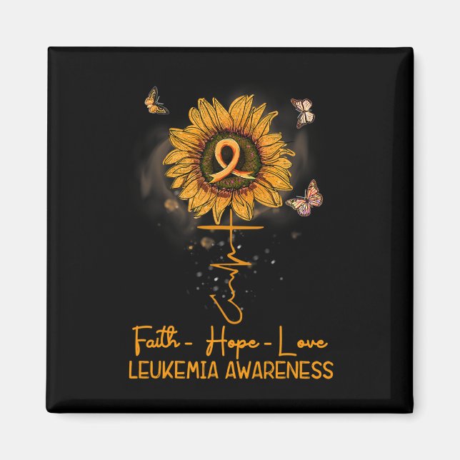 Imán Naranja de girasol Ribbon Leukemia Cristiana Aware (Frente)