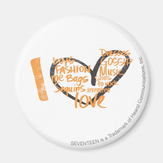 Imán Naranja de graffiti de corazón (Frente)