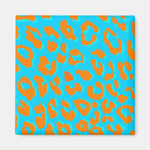 Imán Naranja de impresión Leopardo Azul