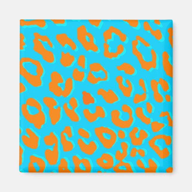 Imán Naranja de impresión Leopardo Azul (Frente)