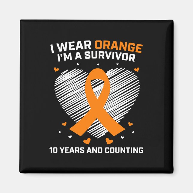 Imán naranja de regalos para sobrevivientes de leucemia (Frente)