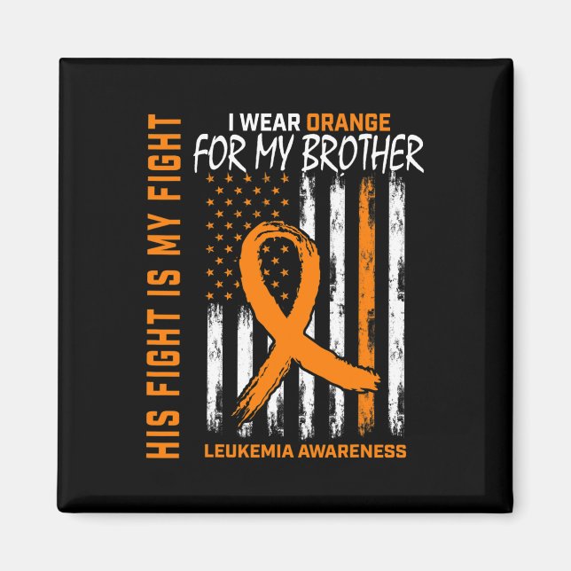 Imán Naranja de ropa de combate Hermano Leucemia Cáncer (Frente)