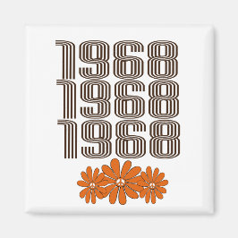 Imán naranja de signo de paz de 1968, poder de flor hip