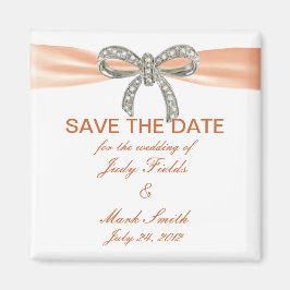 Imán Naranja Diamond Bow Wedding Save The Date Magnet
