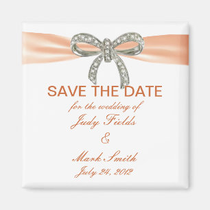 Imán Naranja Diamond Bow Wedding Save The Date Magnet