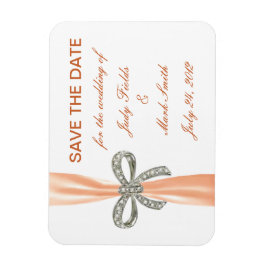 Imán Naranja Diamond Bow Wedding Save The Date Magnet