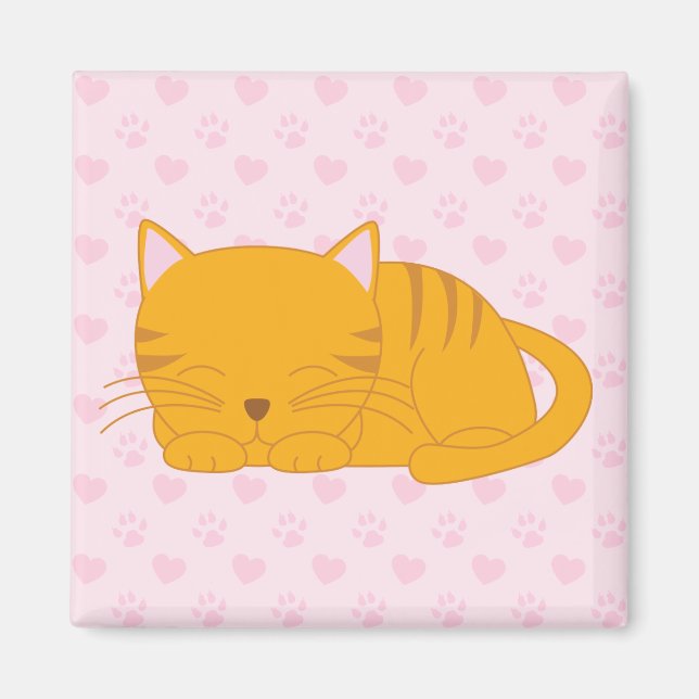 Imán Naranja durmiente Tabby Cat (Frente)