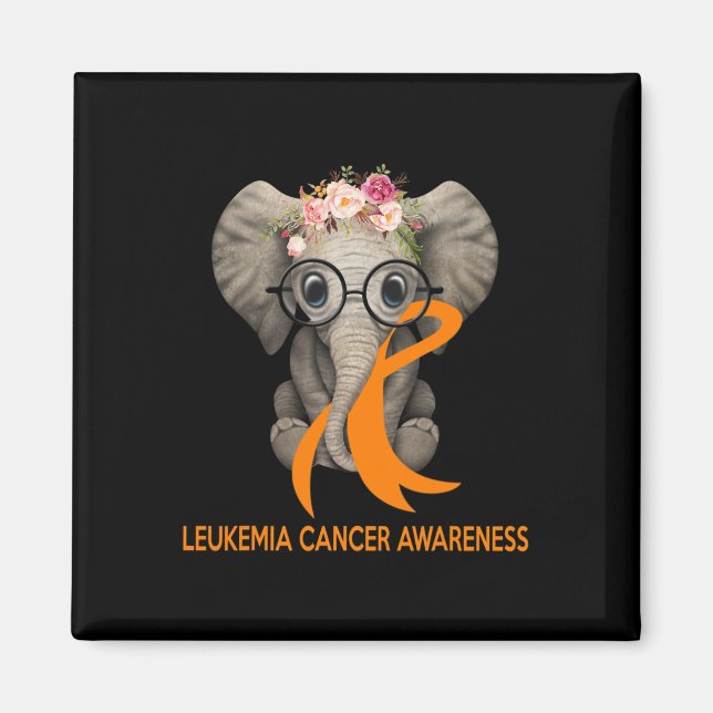 Imán Naranja elefante Ribbon Leukemia Sensibilización s (Frente)