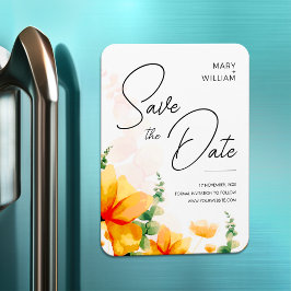 Imán Naranja elegante y moderna boda salvo la fecha