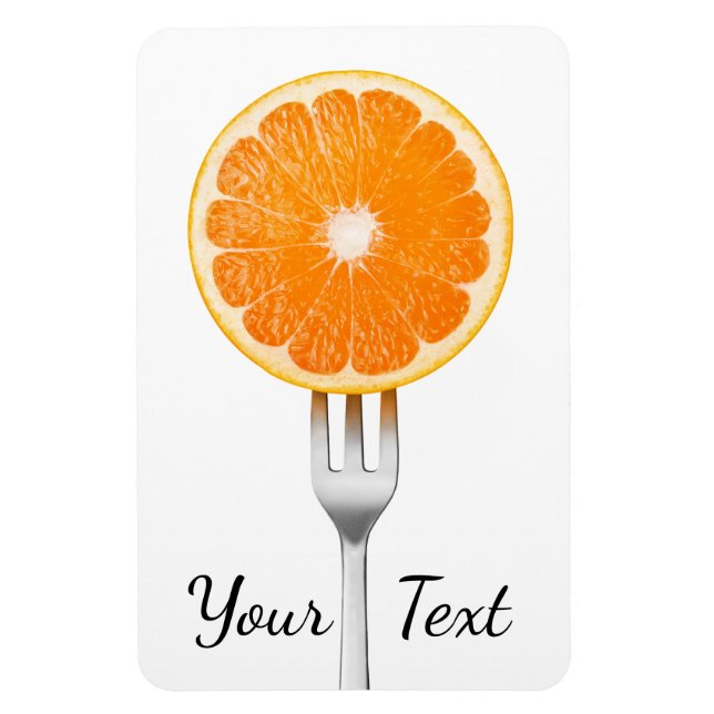 Imán Naranja en un tenedor (Vertical)